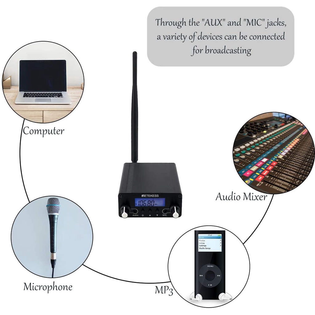 Radio Fm Retekess Tr508 Mini Không Dây Phát Sóng Tầm Xa Cho Hệ Thống Dịch Của Nhà Thờ / Đài Phát Thanh Cộng Đồng