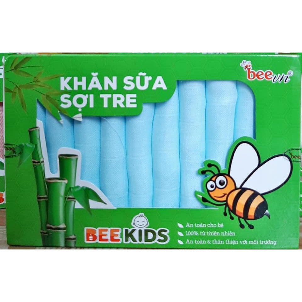 Khăn Sữa Sợi Tre Bee Kids 30x30 Hộp 10 Chiếc Siêu Thấm Hút | Minizon Kids