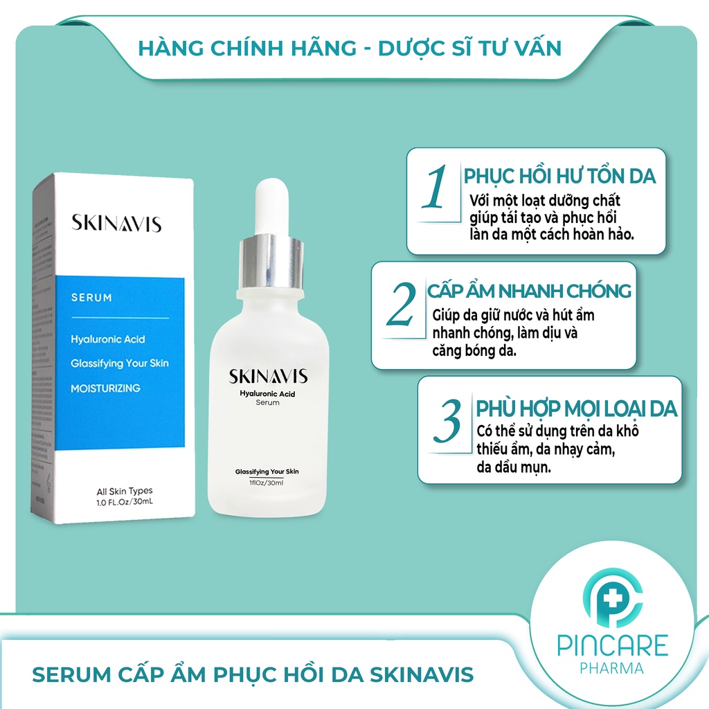 Serum cấp ẩm phục hồi da SKINAVIS Hyaluronic Acid &amp; Niacinamide + B5 30ml - Hàng chính hãng - Nhà thuốc PinCare