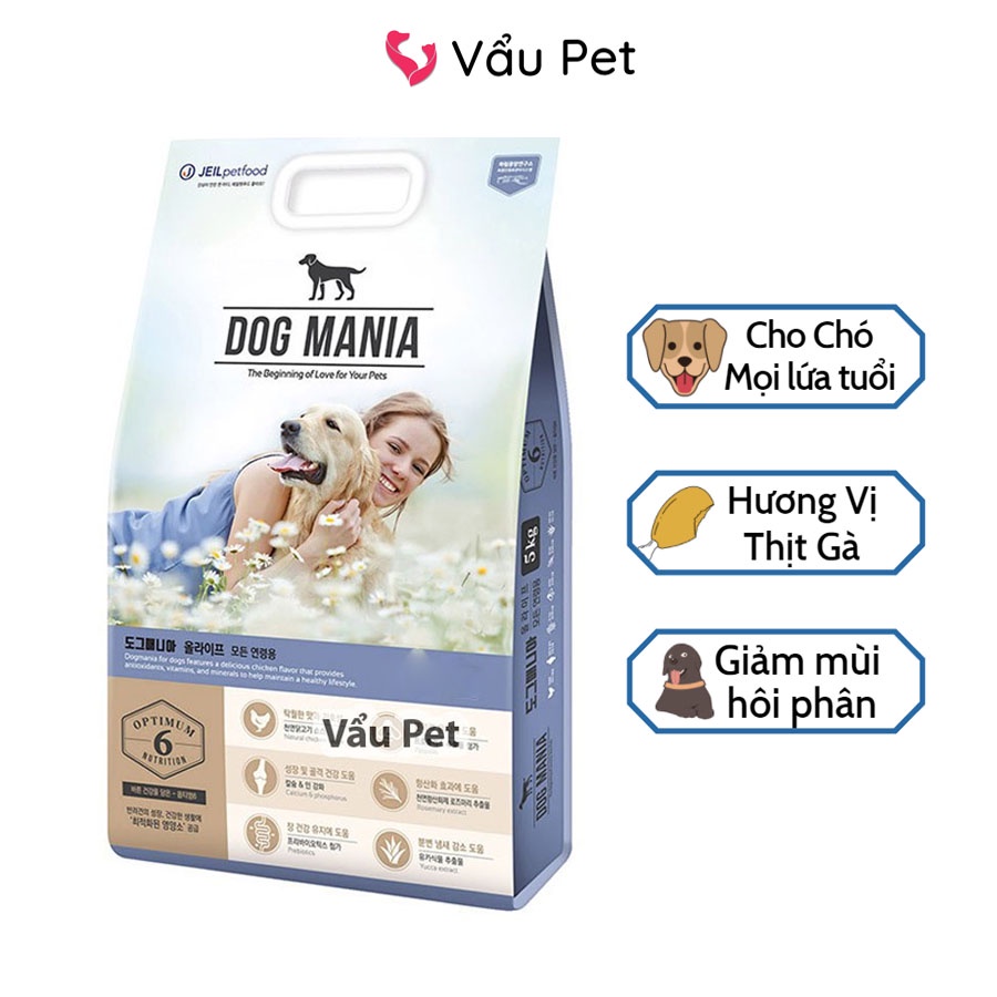 Thức ăn cho chó Dog Mania 1kg - Hạt cho chó nhập khẩu Hàn Quốc Vẩu Pet Shop