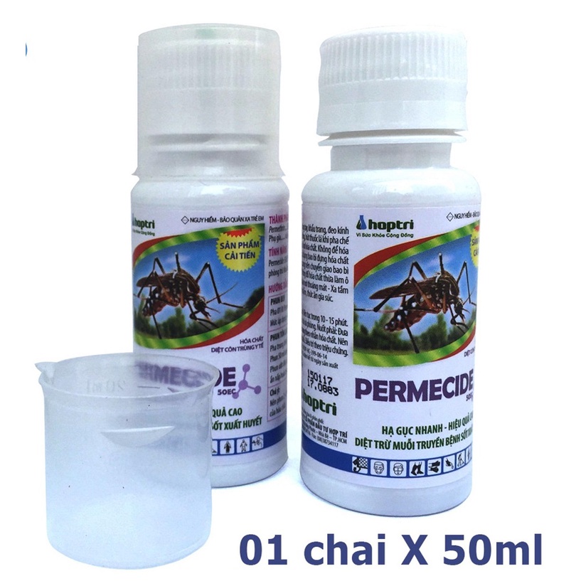 Thuốc diệt muỗi và côn trùng Permecide chai 50ml dùng trong gia dụng và y tế (diệt ruồi, muỗi, kiến, gián, bọ trĩ, sâu