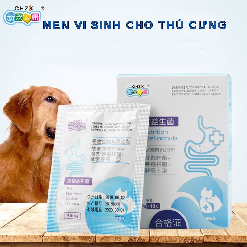 (Combo 10 gói) Men vi sinh cho chó mèo CHZK probiotics hỗ trợ điều trị và phòng ngừa các bệnh đường ruột(10 gói x5g)