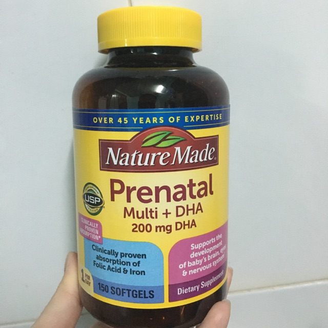 Nature Made Prenatal multi + DHA - vitamin tổng hợp cho bà bầu 150 viên