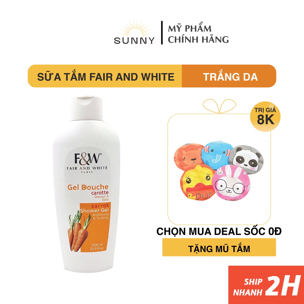 Sữa tắm cà rốt F&amp;W Shower Gel Carrot 1000ml dưỡng trắng, nâng tông da