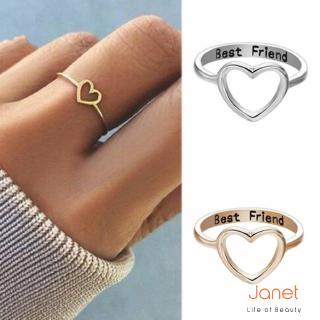 Nhẫn hình trái tim khắc chữ Friend không phân cực cho nữ 