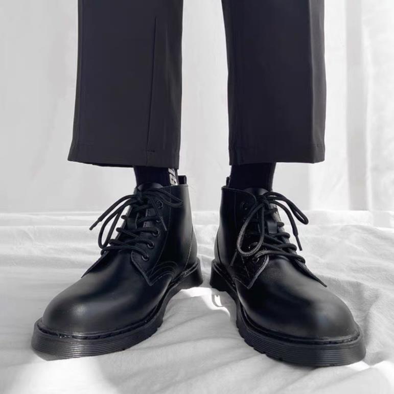 Giày đốc nam nữ cổ cao da mềm, đế cao khâu đế thanh lịch, giày boots da nam 🚼