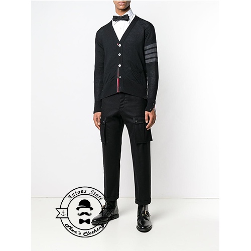 Áo Len Cardigan Thom Browne Màu Đen 4 Vạch Ghi