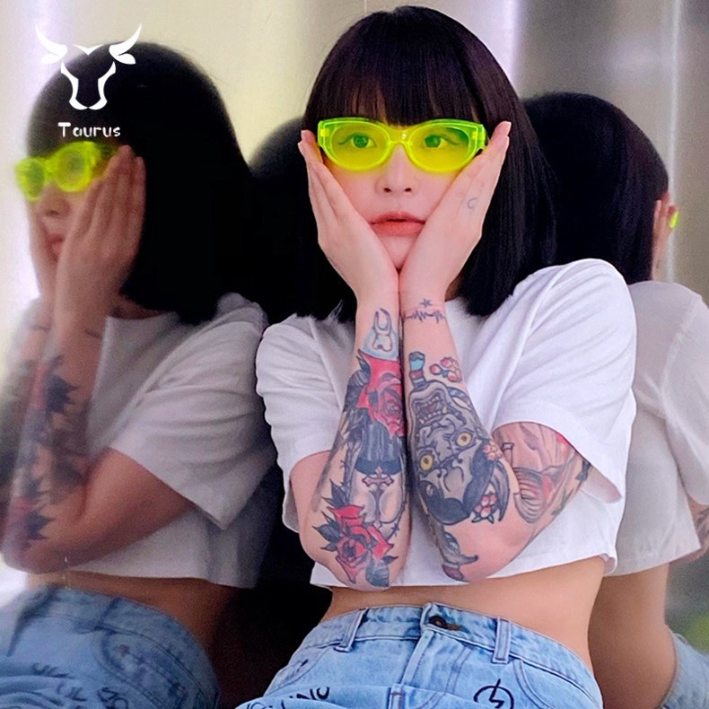 Kính râm hình bầu dục retro nam và nữ hip hop cá tính xu hướng kính gọng nhỏ