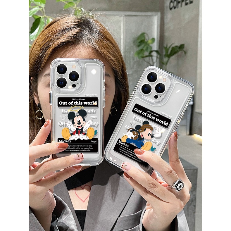 Ốp Điện Thoại Trong Suốt Họa Tiết Mickey / Minnie / Không Gian Cho iPhone 13 12 11 X XS Pro Max XR 7 8 Plus
