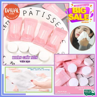 [Túi 100c ] Khăn giấy nén -Khăn giấy ướt hình viên kẹo đa năng an toàn sử dụng tiện lợi dễ bỏ túi