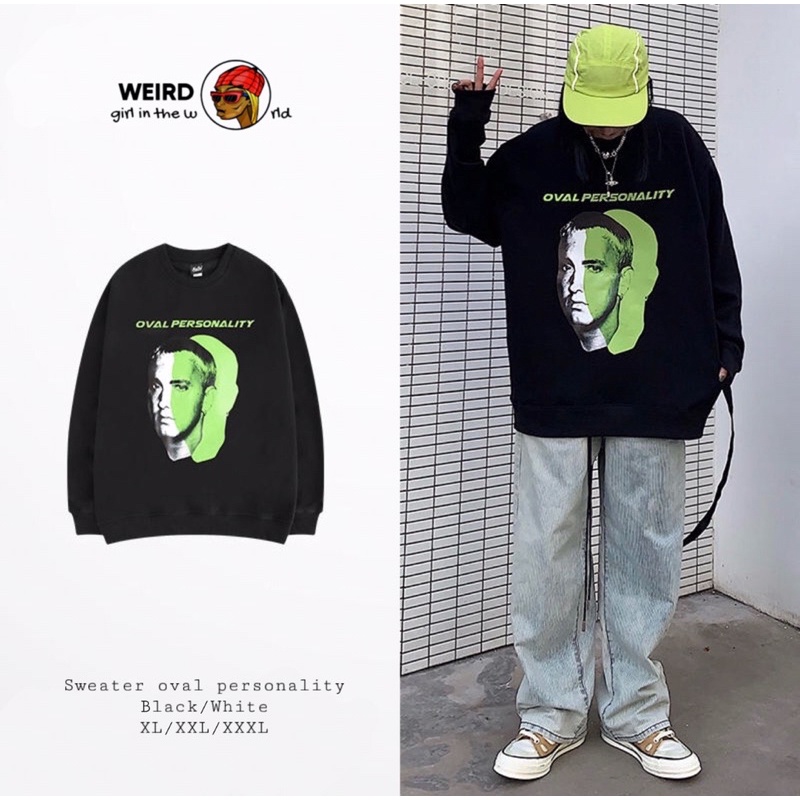 Áo Sweater Oval Personanity Unisex - Áo nỉ bông unisex nam nữ phong cách streetstyle, hiphop đường phố đầu người xanh
