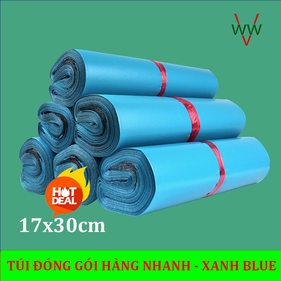 100 Túi ( 1 cuộn ) đóng gói hàng XANH BLUE size 17x30cm thay thế túi xi măng giá rẻ Hà Nội