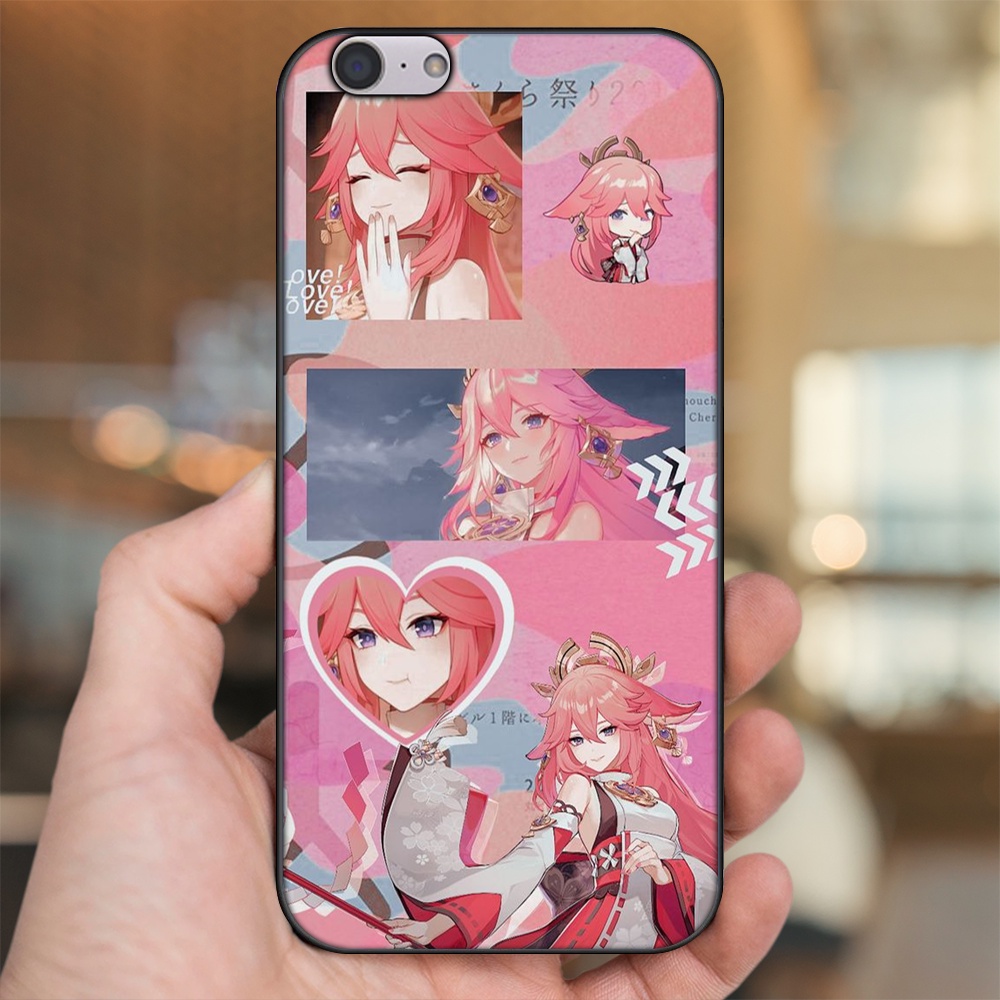 Ốp lưng Oppo A39, F3 Lite viền đen in hình Yae Miko Genshin Impact