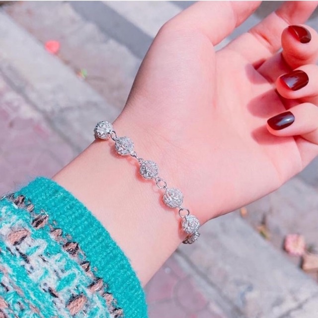 Lắc tay Nữ Bạc ta Dây phụng mặt cầu kim tiền Thiết kế nhẹ nhàng tinh tế. Mẫu mới nhất Mainomi Shop Bạc Xinh