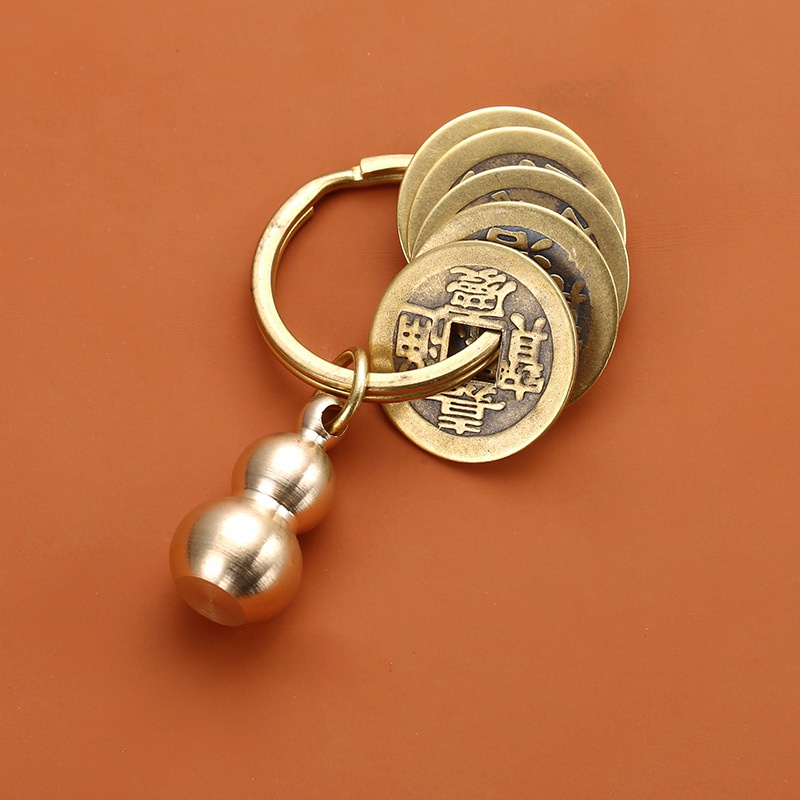 Móc Khóa Trang Trí Phong Thủy Bằng Đồng Thau Ngũ Hoàng ᴛɪềɴ Phối,Quả Bầu,Túi ᴛɪềɴ