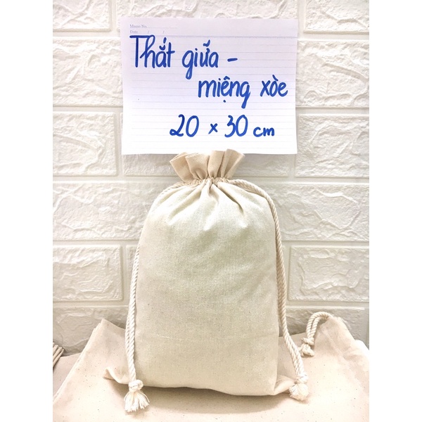 [TG mộc 20x30] Sỉ Set 10 TÚI VẢI dây rút giữa miệng xòe 20x30 CM