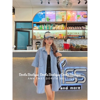 Áo sơ mi bò oversize dáng Hàn basic dễ phối đồ