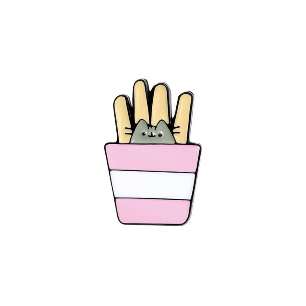 Huy hiệu balo, enamel pin cài áo Mèo và fastfood chibi │ kim loại │ xem thêm ở phần MÔ TẢ SẢN PHẨM
