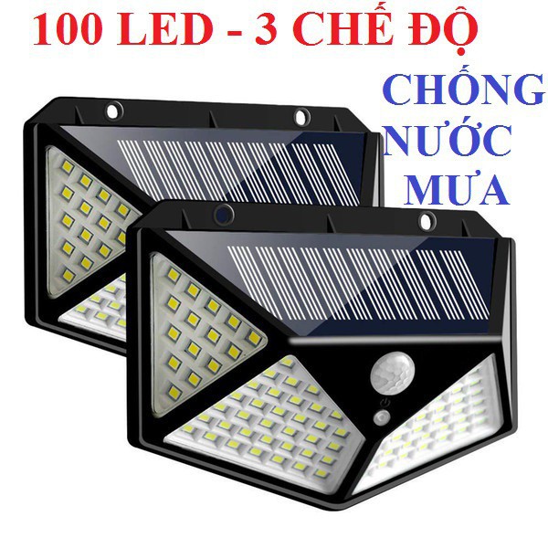 Đèn Năng Lượng Mặt Trời Solar 100 LED 30 LED Cảm Biến Chuyển Động Treo Tường (Kháng Nước)