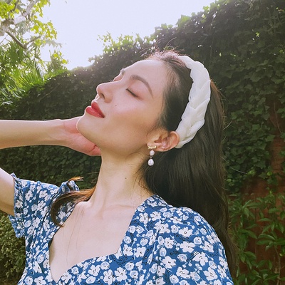 Băng đô Cột tóc dệt kim thông rộng tinh tế thời trang thanh lịch của Hàn Quốc