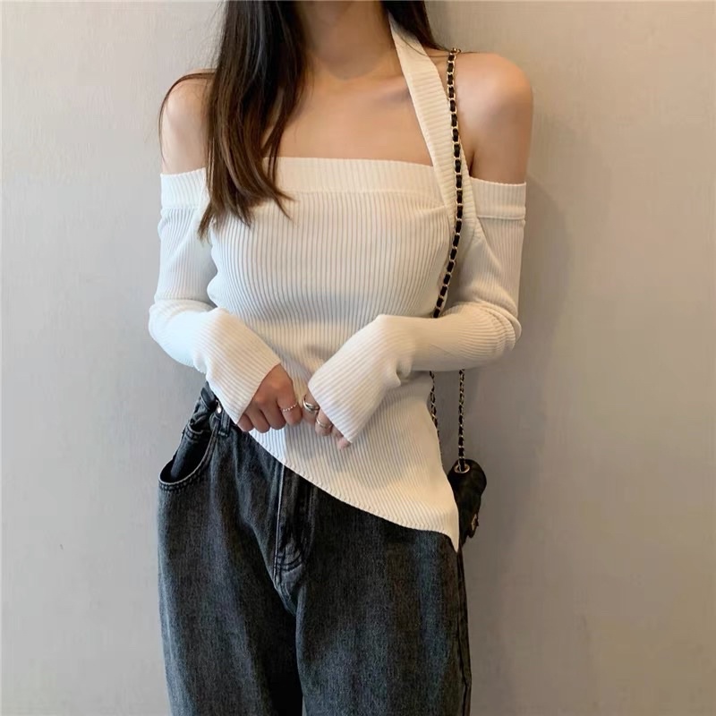 (SẴN) Áo ngang vai cổ quai