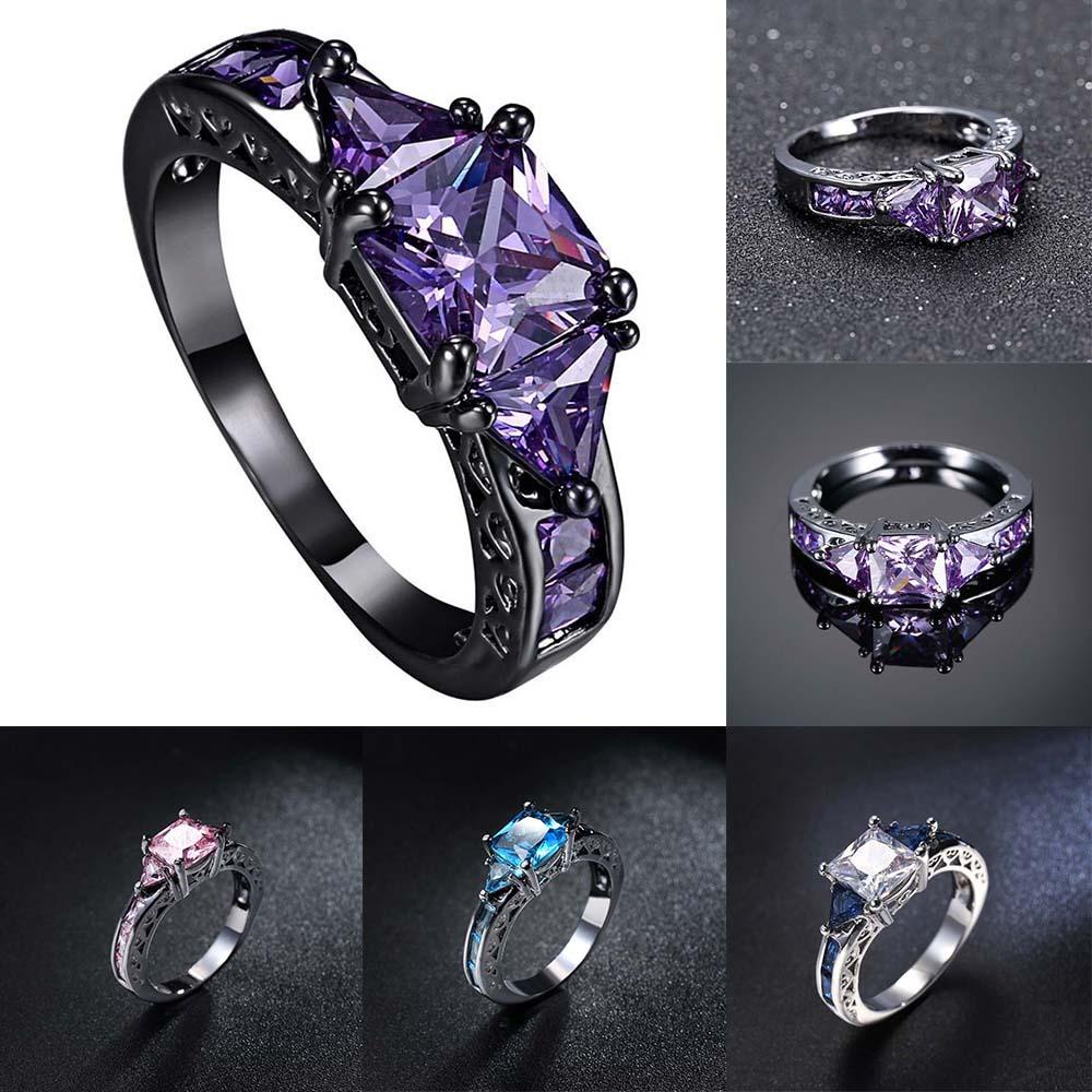 Nhẫn Đính Đá Sapphire Thời Trang Phong Cách Vintage|Nhẫn Đính Đá Đen Thời Trang Cho Nữ|Đầy Đủ / Nhiều Màu