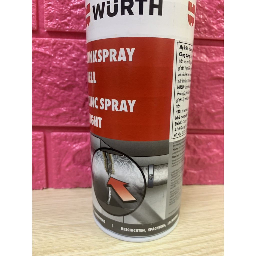 Chai Xịt Sơn Mạ Kẽm Bảo Vệ Chống Rỉ Sét Chịu Nhiệt Cao Wurth Zinc Spray 400ml