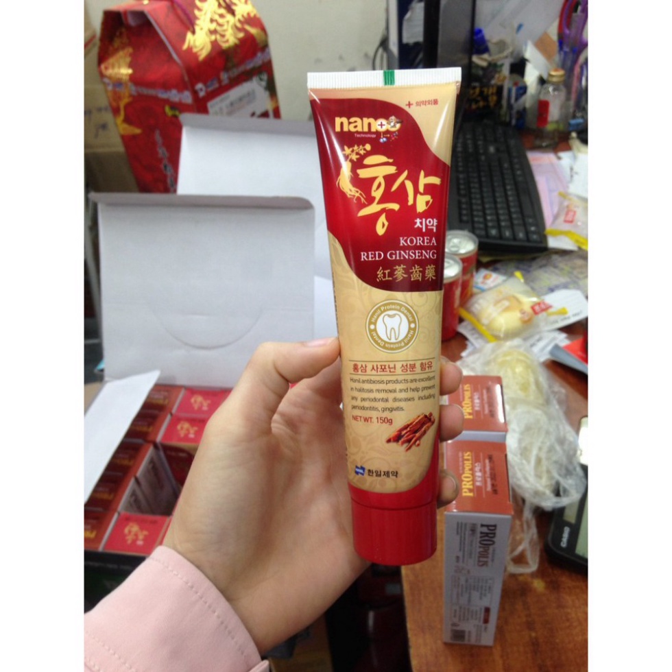 Kem Đánh  Răng Hồng Sâm Nano Hàn Quốc, Tuýp 150gr - Giúp Răng Chắc Khỏe, Trắng Sáng [ Hàng Mới Về ]