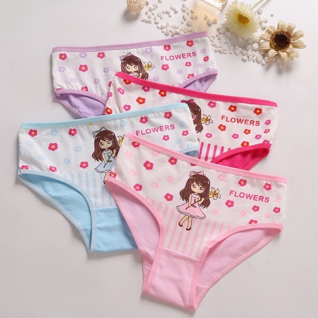 Set 4 quần lót cotton đáng yêu cho bé gái