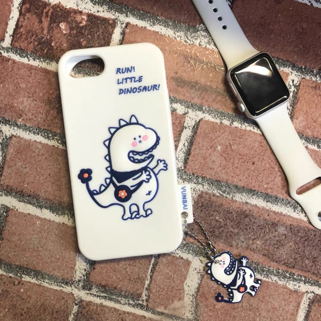 Ốp lưng cho iphone - Ốp khủng long cao su dày dặn kemg móc cute