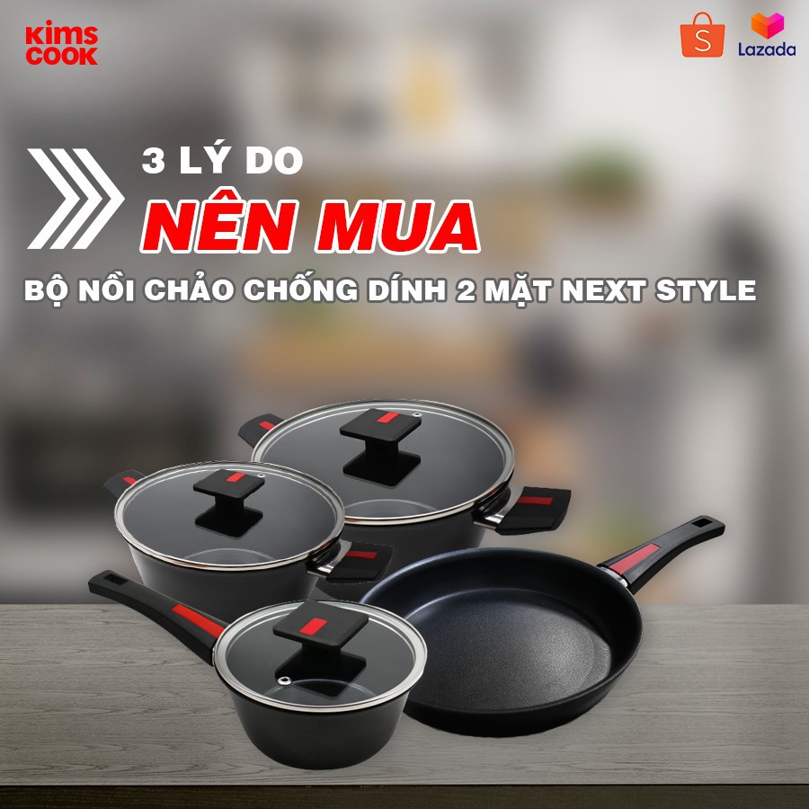 Bộ Nồi Chảo Chống Dính Ceramic Đáy Từ Hợp Kim Nhôm Kimscook Paella KCP-4 Xuất Khẩu Pháp - [BẢO HÀNH 24 THÁNG]