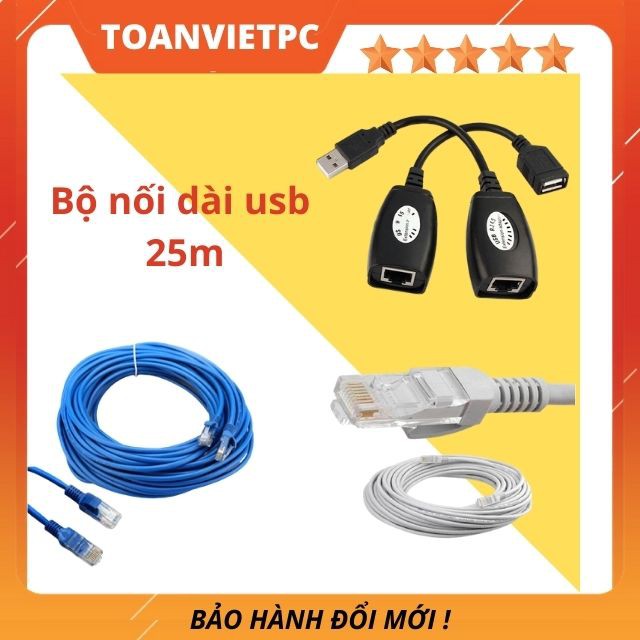 Bộ Dây Cáp Nối Dài USB 25m Bằng Bộ Chuyển Đổi USB RJ45 Extension 150ft