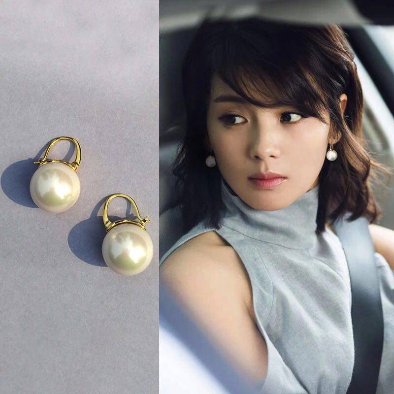 [star same style, pearl earrings] hd-by-2021 Korean pop.com red temperament Pearl Earrings advanced sense French Baroque earrings earrings female