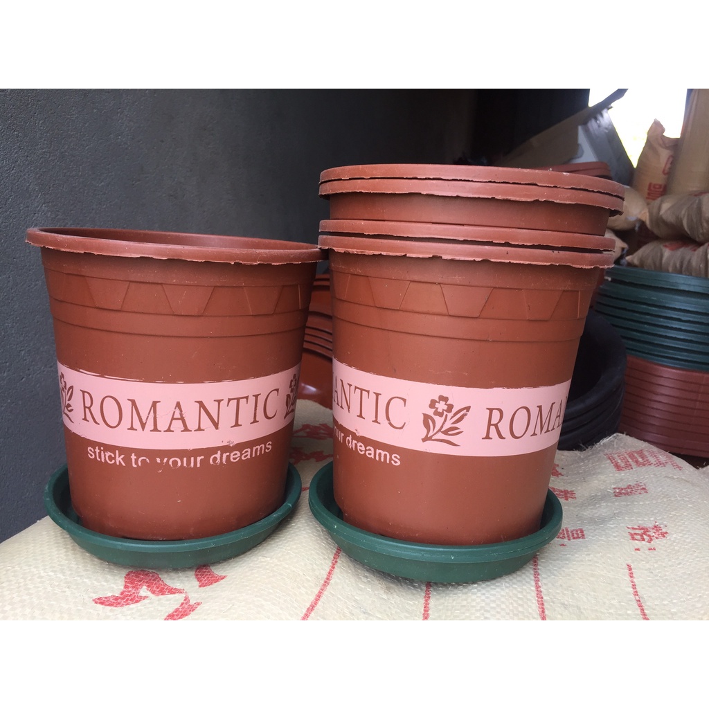 5 CHẬU NHỰA ROMANTIC #1 (BẦU KHAY TÚI ƯƠM, KEO LIỀN SẸO CÂY, KÍCH RỄ MẦM CÂY...)