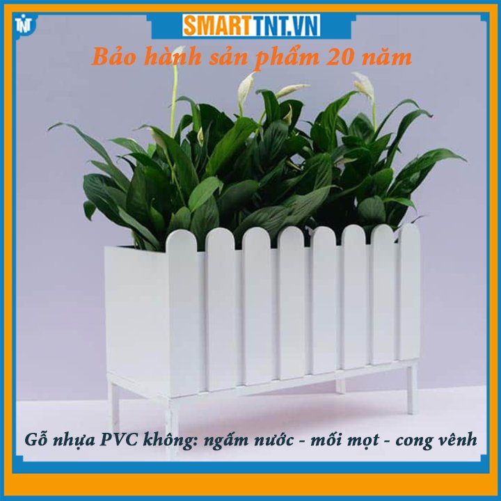 Chậu gỗ 60*30*30cm trồng cây composite ngoài trời mẫu mới có rào đẹp