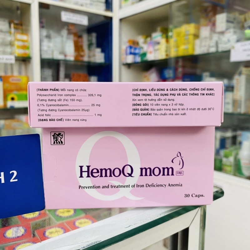 HemoQ Mom Viên bổ sung sắt hiệu quả hấp thu 100% HemoQ Mom nhập khẩu Hàn Quốc cho bà bầu, người thiếu máu ( Hộp 30 viên)