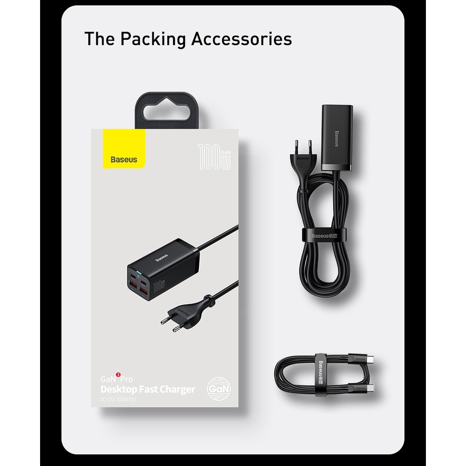 Củ Sạc Nhanh Baseus GaN 100W 65W 4.0 QC 3.0 PD USB-C Type C USB Cho MacBook Samsung iPhone Laptop