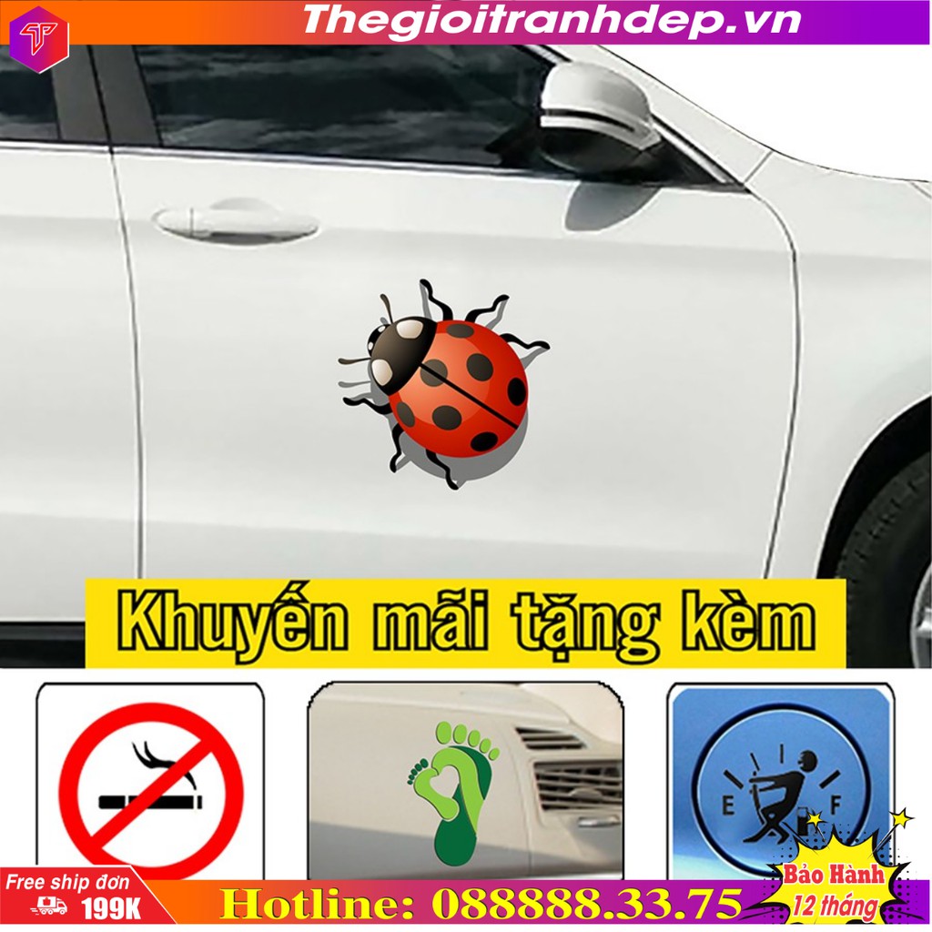 [SALE]- Miếng dán trang trí xe, decal xe hình bọ nhỏ dễ thương