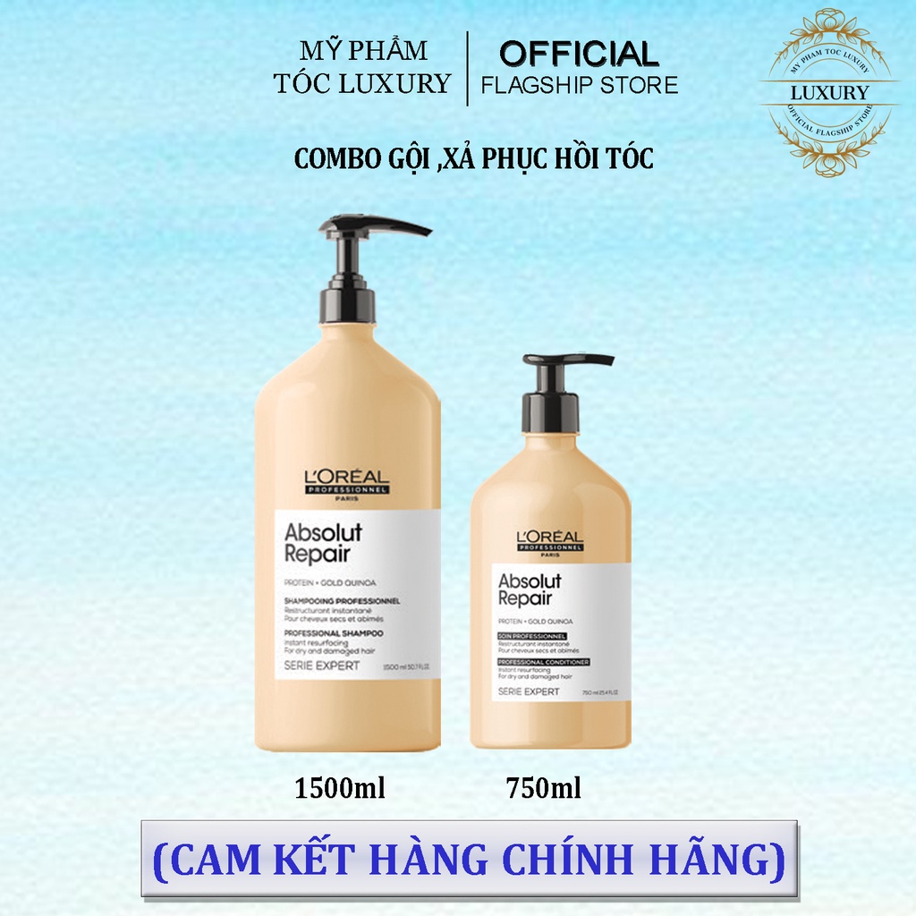 Dầu gội xả Loreal Professionnel phục hồi tóc hư tổn Absolut Repair 1500ml 750ml
