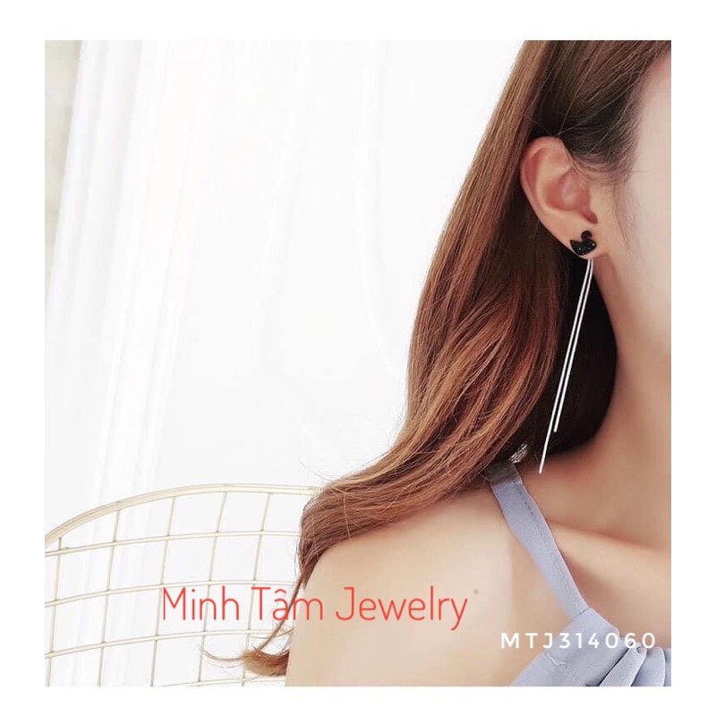 Bông tai thiên nga đen dáng dài bạc S925 xi kim Bông tai bạc thiên nga đen dáng dài xi kim -Minh Tâm Jewelry