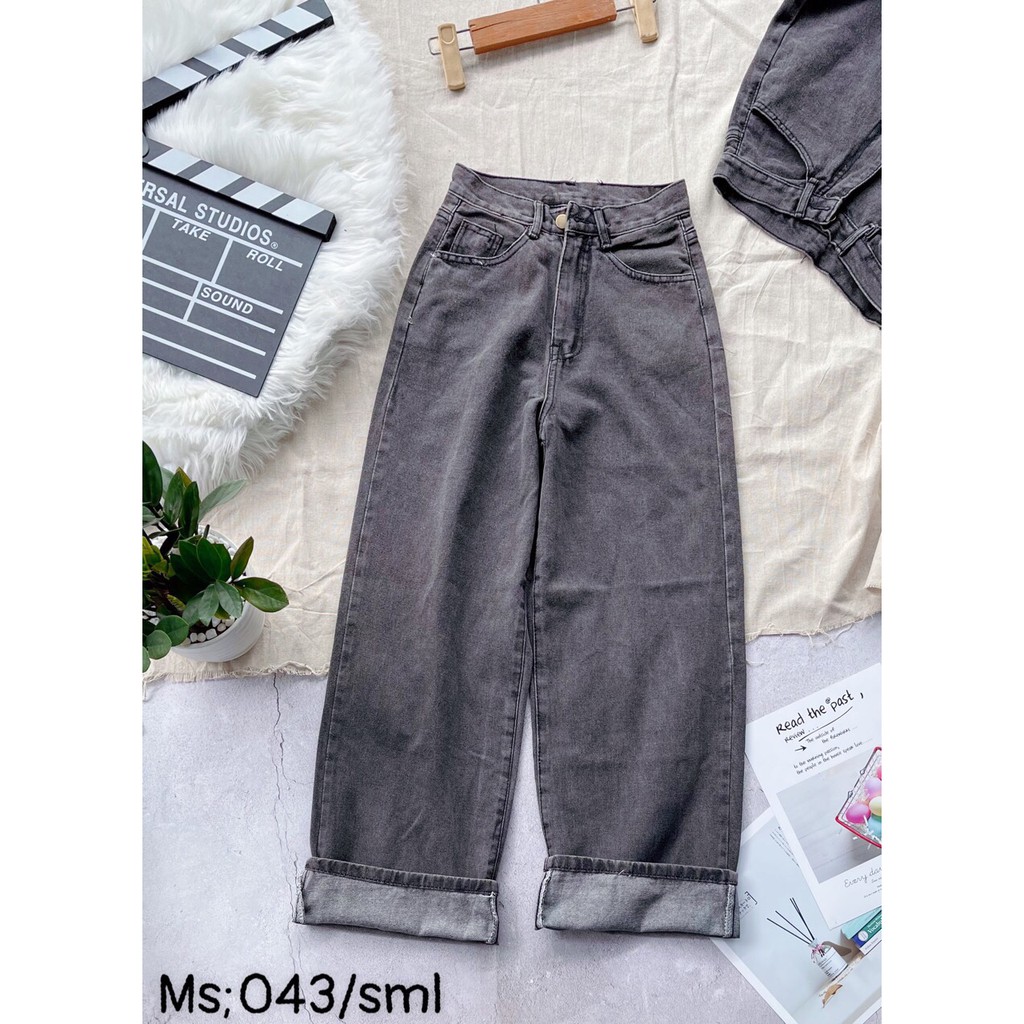[ BẤY BÌ ] QUẦN JEAN ỐNG RỘNG NỮ LƯNG CAO MÀU XÁM FORM DÀI RỘNG TRƠN VẢI MỀM MỊN SIÊU MÁT SIÊU THOÁNG MÁT ĐỈNH CHẤT CAO