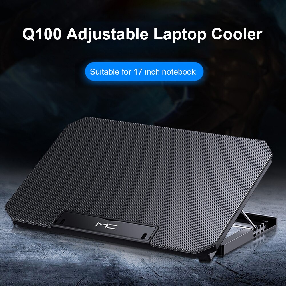 Đế tản nhiệt Q100 kèm 2 quạt 4 cấp độ tùy chỉnh chiều cao 17 Inch cho máy tính xách tay（nhãn hiệu ngẫu nhiên）