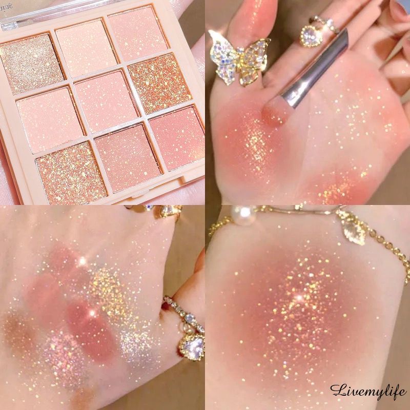 ❥2022- HLLR Phấn Mắt Ánh Sáng Lung Linh Long Lanh Bóng Mắt Dạng Bột Palette Matte Mỹ Phẩm Trang Điểm