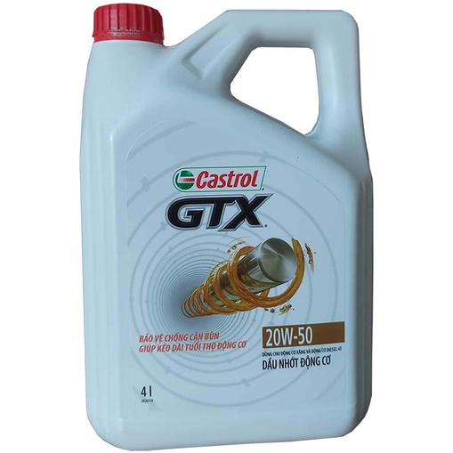 Dầu nhớt cho xe ô tô Castrol GTX 20W-50 (Can 4 Lit)