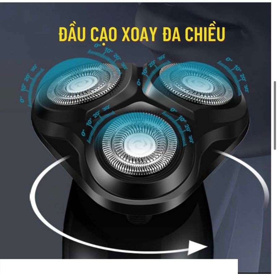 Máy cạo râu thông minh chống nước SHAVER 4D,màn hình LCD, cạo cực nhanh, không đau rát