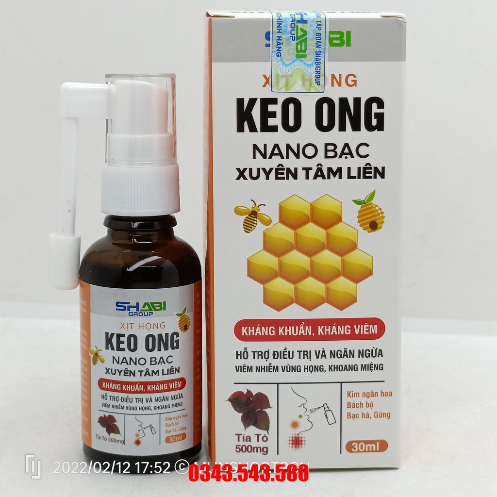 Xịt họng keo ong NANO BẠC Xuyên Tâm Liên chai 30ml