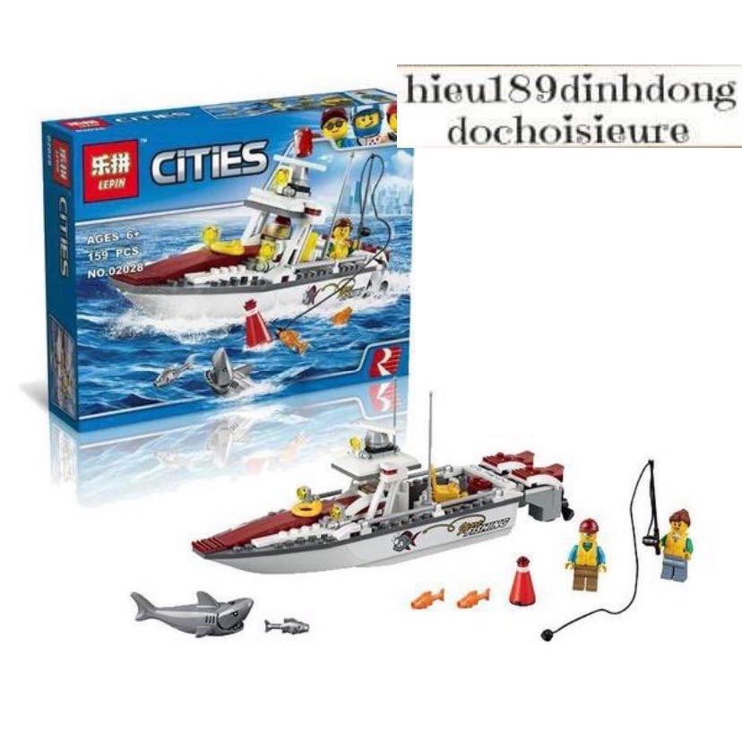 Lắp ráp xếp hình Lego City 60147 Bela 10646 Lepin 02028 Fishing Boat Xếp hình Thuyền câu cá