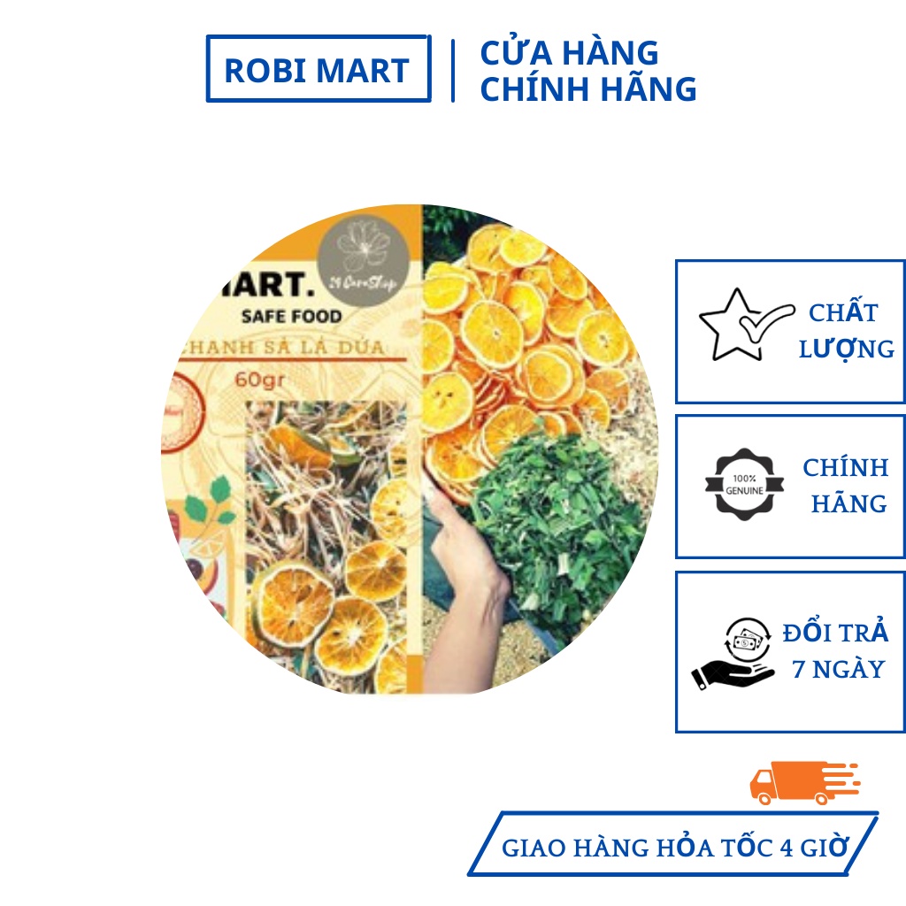 Trà chanh sả lá dứa Robimart gói 60 gram detox tăng cường sức khỏe