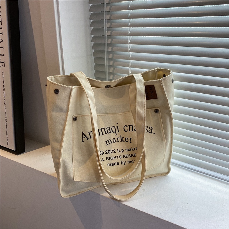 Túi Xách Canvas Cỡ Lớn Thiết Kế Đơn Giản Thời Trang