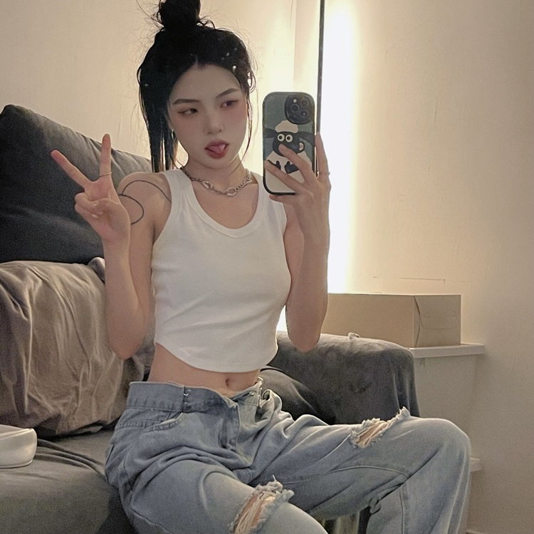 Áo ba lỗ croptop vạt bầu Tiên Khỉ màu trơn basic BS40